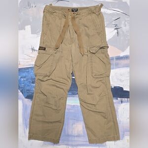 Vintage Polo Jeans Co Cargo Pant Mens 34x28 Ralph Lauren Military Surplus Beige